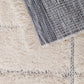 Tapis laine synthétique - Blanc traits gris